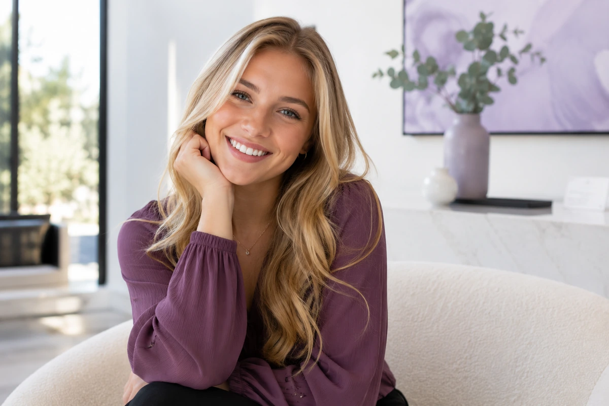 A welcoming smile in a comfortable reception setting