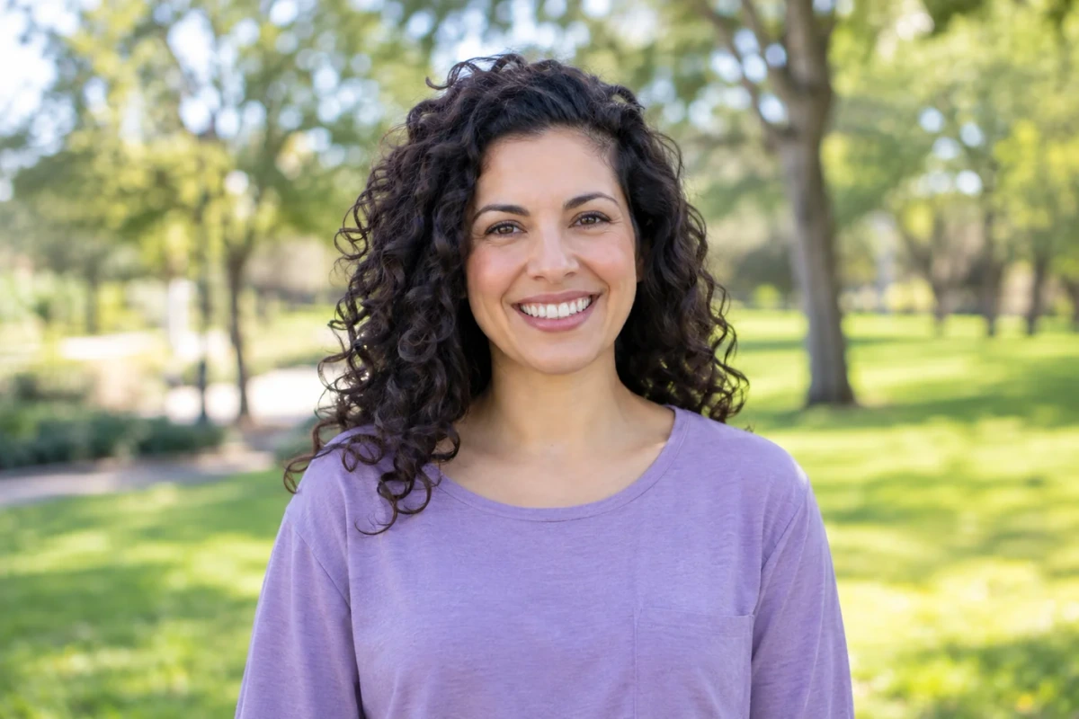 Person smiling at the camera outdoors