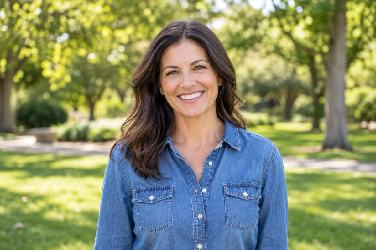 Person smiling at the camera outdoors