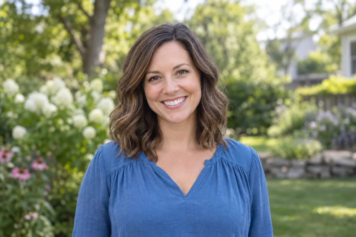 Woman smiling at the camera outdoors
