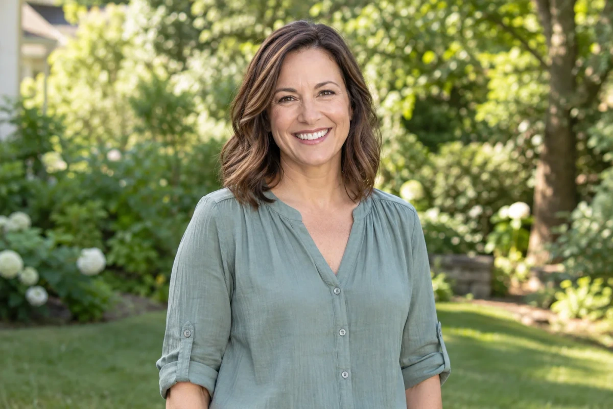 Woman smiling at the camera outdoors